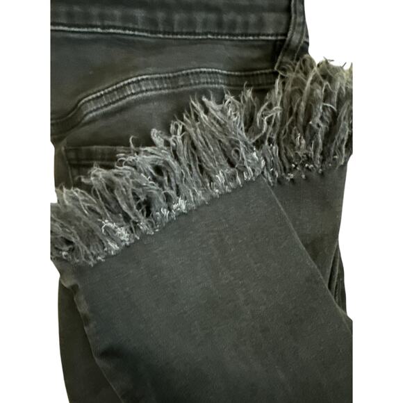 Free People Great Heights Frayed Skinny Jeans Black Size 31 - Picture 8 of 10